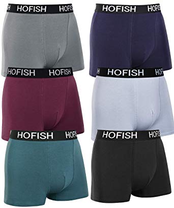 HOFISH Men's Seamless Comfort Soft Cotton Boxer Brief (Pack of 6)