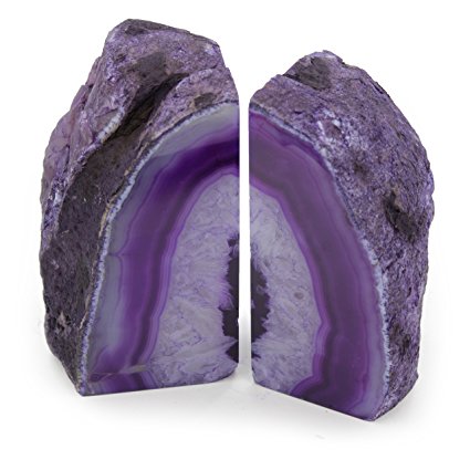 The Royal Gift Shop: Genuine Brazilian Extra Quality Agate Bookends - Purple (2-3 lbs) Certified Mineral Guide Card Included