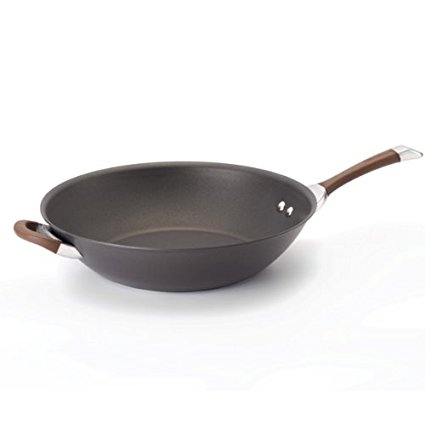 Circulon Symmetry Chocolate Hard Anodized Nonstick 14" Stir Fry with Helper Handle