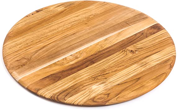 Teakhaus Cutting Board - Large Round Teak Woods Carving Board - Slim and Lightweight (18x18)