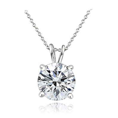 Flashed Silver Over Sterling Silver 100 Facets Cubic Zirconia Necklace