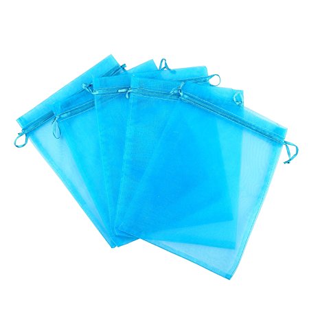 Anleolife 100pcs Blue Organza Bags 3x4 inch Wedding Party Favor Bags Organza Drawstring Gift Bag Jewelry Candy Sample Organizer Craft Show Business Shopping Bags(blue)