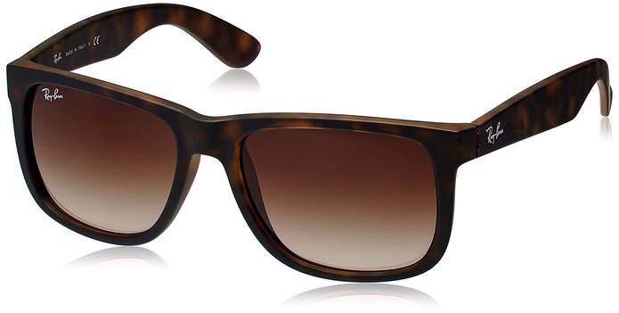 Ray-Ban RB4165 Justin Sunglasses, Rubber Light Havana/Poly Brown Gradient, 55mm