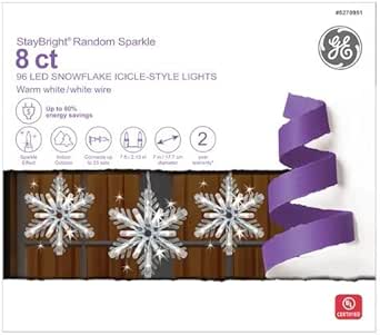 GE Snowflake 96-Count Random Sparkling White Snowflake LED Plug-in Christmas Icicle Lights Item #5270951 Model #72608LO