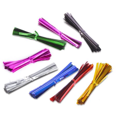 Outus 800 Pieces 4 Inch Metallic Twist Ties, 8 Colors
