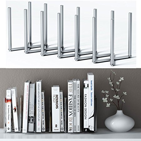 Adjustable Book Holder Bookend 6 Sections Extends up to 23" Length Stainless Steel Unique Design