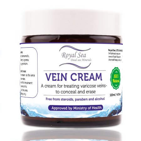 Royal Dead Sea Vein Cream to Conceal and Erase Varicose  Spider Veins Treatment Reduce Phlebitis Thrombophlebitis Broken Legs Capillary Works 4oz 120ml