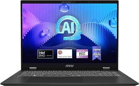 MSI Prestige 16 AI Evo Laptop: Intel Ultra 7-155H, 16" UHD  OLED Display, 32GB DDR5,  2TB NVMe SSD, HDMI, SD Card Reader, Win 11 Pro: Stellar Gray B1MG-020US