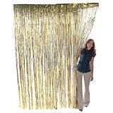 Metallic Gold Foil Fringe Curtain 3 ft x 8 ft Foil
