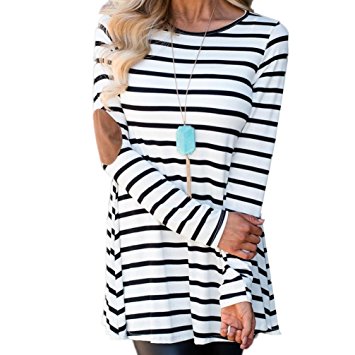 Kintaz Women's Elbow Patch Sweater Long Sleeve Button Accent Back Pullover Tops Cotton Tunic Top Blouse T-Shirt (Size:S)