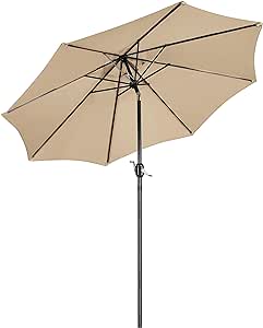 Yaheetech Parasol de Jardin Extérieur Parasol Inclinable 230cm/270cm/327cm avec 8 Baleines Cadre en Métal Protection Solaire pour Jardin Terrasse Patio Piscine Plage Balcon 270 cm Taupe