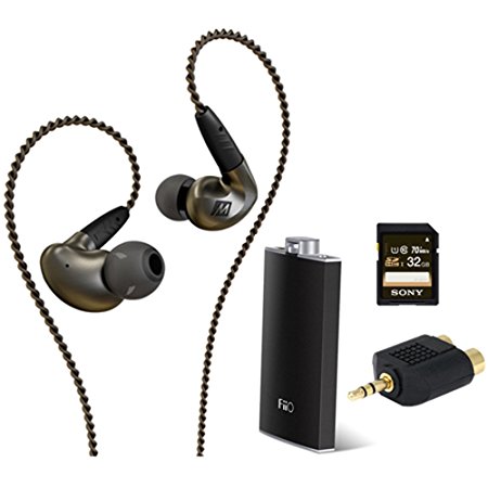 MEElectronics Pinnacle P1 High Fidelity Audiophile In-Ear Headphones with FiiO Q1 Amp & Accessories Bundle