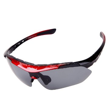 Pellor Cycling Wrap Running Outdoor Sports Sunglasses Exchangeable 5 Lenses Unbreakable Polarized UV400