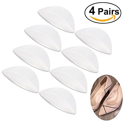 PIXNOR Adhesive Arch Support Gel Insole for Flat Feet, 4 Pairs (Transparent)