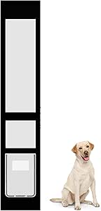 Elevon Dog Door for Sliding Glass Door, Doggie Door Insert with Magnetic Closing Latch Plate, Adjustable Height 75"-83" Slider Height, Patio Pets Door for Dogs, No-Cut Install, Black