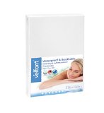 Velfont Premium 2 in 1 - 100 Organic Combed Cotton Waterproof and Breathable White Fitted Sheet and Mattress Protector - Single Twin Size