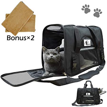 FRUITEAM Soft-Sided Pet Carrier Airline, Small Dog Kennel, Cat Carrier Sling, Collapsible Pet Travel Carrier for Kitten & Puppies