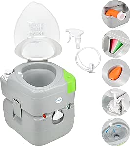 Kohree 5.8 Gal Camping Toilet: Portable Toilet for Adults with Diagonal Elongated Bowl Seat, Waste Tank, Leak-Proof Cassette Toilet with Level Indicator, RV Travel Porta Potty for Boat Trip Home Use