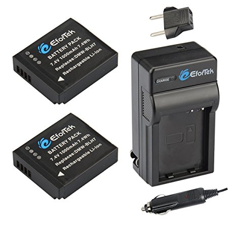 EforTek DMW-BLH7 Replacement Battery (2-Pack) and Charger Kit for Panasonic DMW-BLH7, DMW-BLH7E, DMW-BLH7PP and Panasonic Lumix DMC-GM1,DMC-GM1K,DMC-GM1KS,DMC-GM5