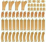 56 Pieces of Wooden Train Track Compatible with All Major Train Brands
