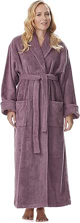 Arus Women's Long Style Full Length Thick Shawl Collar Turkish Bathrobe