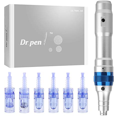 Dr. Pen Ultima A6 Professional Microneedling Pen with 4xNano, 1x12-Pin, 1x36-Pin Replacement Cartridges (Assorted Kit)
