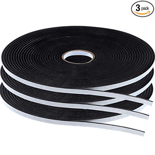 Tatuo Double Sided Foam Mounting Tape Foam Adhesive Tape Foam Seal Tape, 1/8 Inch Thick Foam Seal Strip, 3 Rolls (1/4 Inch Wide by 32.8 Feet Long Each Roll)