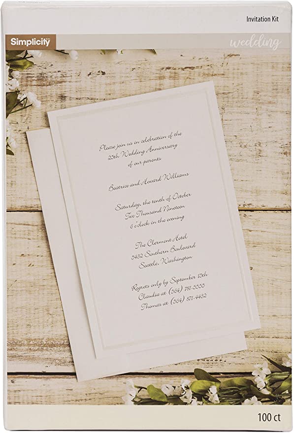 Simplicity Ivory Wedding Invitation Cards with Envelopes, 100pc, 5.5''W x 8.5''L