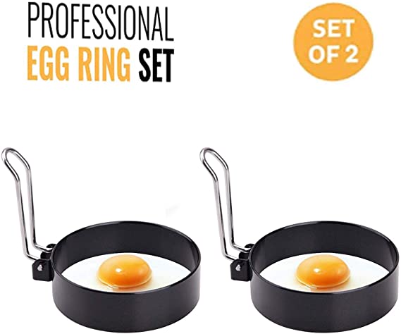 Egg Rings for Frying Eggs - Stainless Steel Non Stick Metal Circle egg mold, egg rings for egg mcmuffins, 2 Pack Xhwykzz