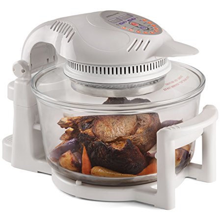 Andrew James Halogen Oven with Hinged Lid & Accessories Pack - 1400w - 240v - Self-Cleaning Digital Oven with 2 Hour Timer & Adjustable Temperature Dial