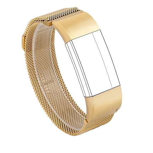 Wearlizer Milanese Loop Replacement Metal bands - Fitness Wristband for Fitbit Charge 2