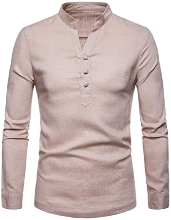 Men Sweatshirts Slim Fit Sweatshirts Winter Warm Outwear Long Sleeve V-Neck Jumpers Solid Tops Blouse(B Khaki,XL)