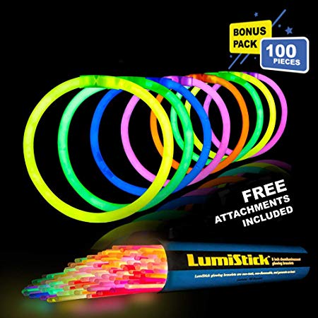 Lumistick 8" Brand Glowsticks Glow Stick Bracelets Mixed Colors (Tube of 100)