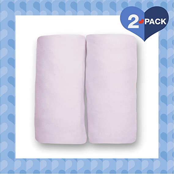 Delta Children Fitted Crib Sheet Set - 2 Pack | Solid Color | 100% Jersey Cotton, Pink