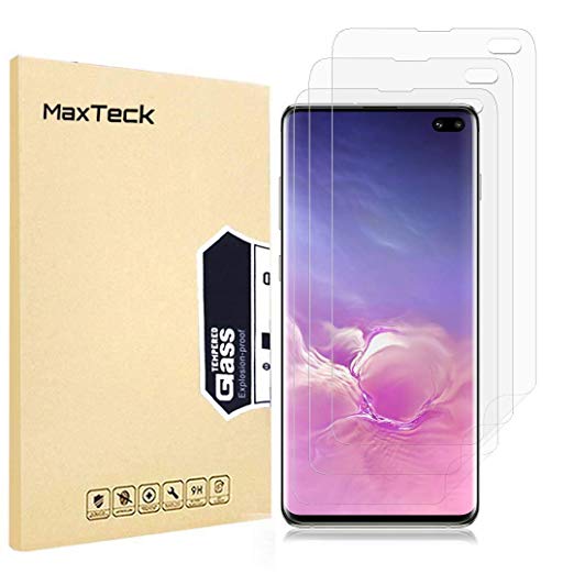MaxTeck Samsung Galaxy S10 Plus Screen Protector, [3 Pack][No Lifted Edges][Full Coverage] HD Clear Liquid Skin Soft TPU Film Screen Protector Cover for Samsung Galaxy S10 Plus (2019)