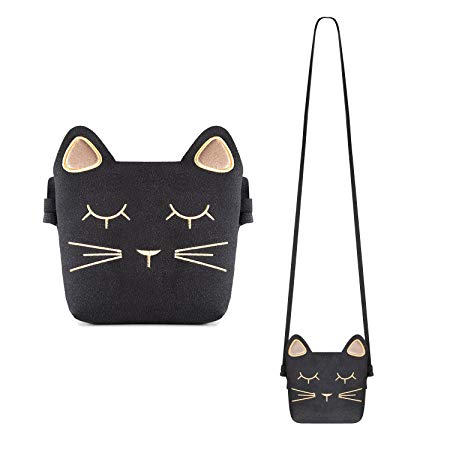 Deoot Little Girls Purses Black Cute Cat Shoulder Crossbody Bag for Kids,Toddler,Girls