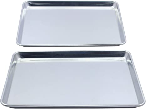 Checkered Chef Quarter Sheet Pan Twin Pack - 2 Small Baking Sheets 9 ½ x 13 Inches. Aluminum Rimmed Cookie 1/4 Sheet Pans For Baking