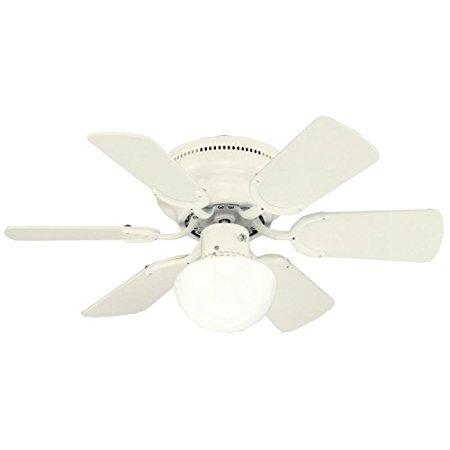 Westinghouse 7213500 Petite Single-Light 30 inch Reversible Six-Blade Indoor Ceiling Fan, White with Opal Mushroom Glass