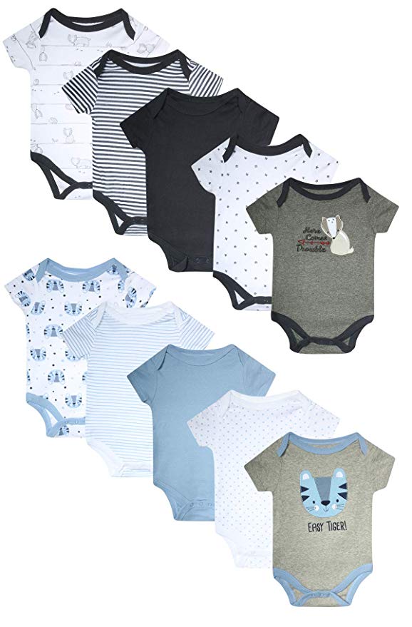 Rene Rofe Baby Girl's and Boys Short Sleeve Bodysuits (10 Pack)