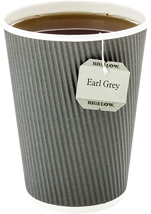 12 Ounce Paper Coffee Cups, 25 Ripple Disposable Paper Cups - Leakproof, Recyclable, Gray Paper Hot Cups, Insulated, Matching Lids Sold Separately - Restaurantware