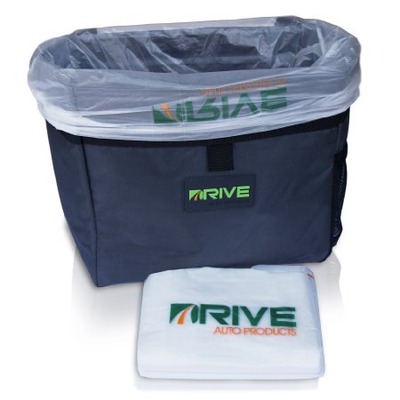 DRIVE Car Garbage Can - Best Auto Trash Bag for Litter FREE Waste Basket Liners - Hanging Recycle Bin is Universal Waterproof Organizer Makes a Great Drink Cooler and Road Trip Gift - 100 Guaranteed