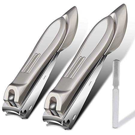 Asika Nail Clipper Set, Fingernail &Toenail Clippers with Nail File 3 Pieces, No Spread Catcher Durable Sharp Stainless Steel Luxury Nail Cutter for Women Man Kids (New-Champagne)