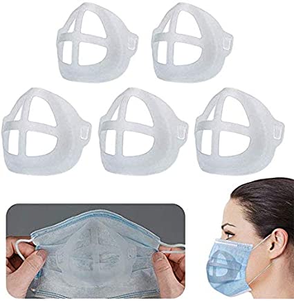 LDream 3D Bracket for Comfortable Mask Wearing Silicone (5 PCS) Mask Inner Support Frame Keep Fabric Off Mouth to Create More Breathing Space Reusable Washable Translucent Pack of (5 PCS)