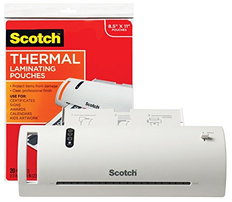 Scotch Thermal Laminator Combo Pack, Includes 20 Letter-Size Laminating Pouches, Holds Sheets up to 8.5" x 11(TL902VP)