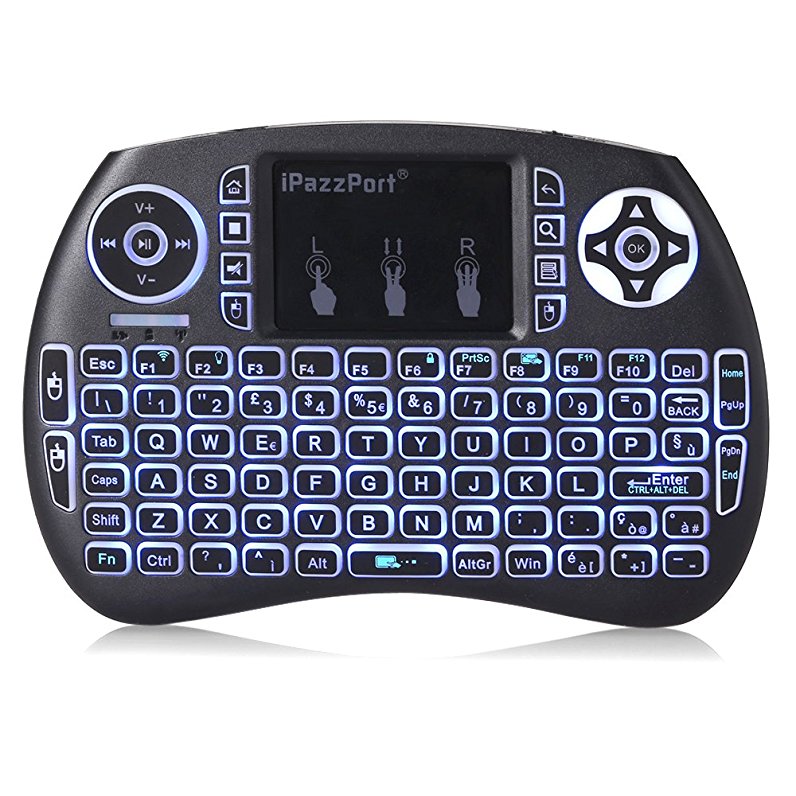 GBTIGER iPazzPort Wireless Mini Keyboard with Touchpad Handheld Remote Control 3 LED Backlit for PC, Xbox 360, PS4, Android TV Box, Smart TV.