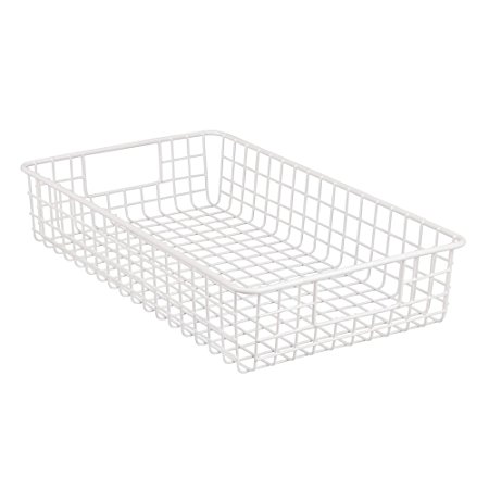 InterDesign Classico Wire Storage Basket with Handles for Organizing Kitchen Cabinets, Pantry – White