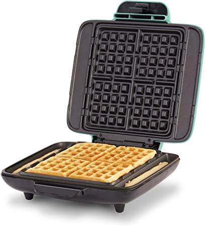 DASH DNMWM400 No Mess Maker Machine Waffle Iron, 1200 Watt, Aqua