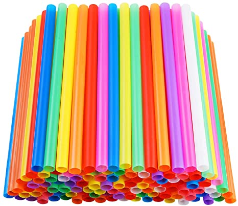 200 PCS Jumbo Smoothie Straws, Colorful Disposable Plastic Large Wide-mouthed Milkshake Straw (0.43" Diameter and 8.2" long)