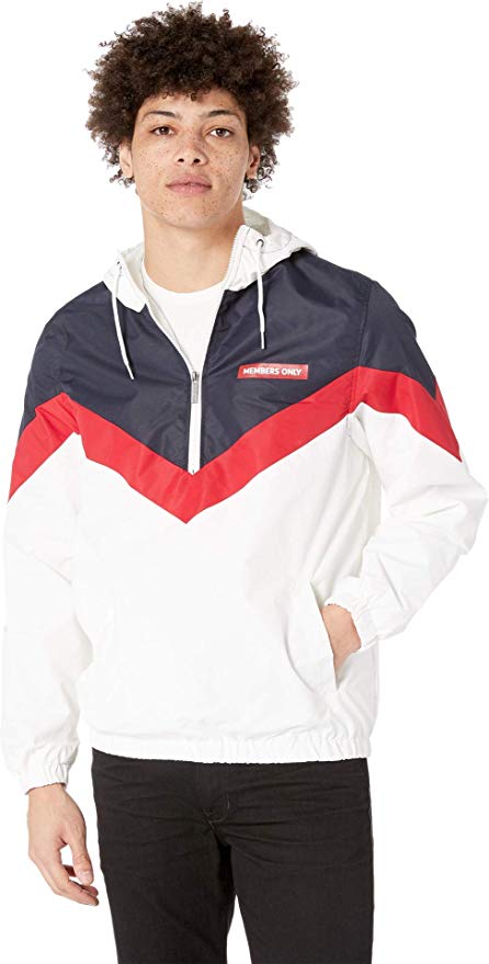 Members Only Men's Colorblock Pullover Half-Zip Hooded Jacket