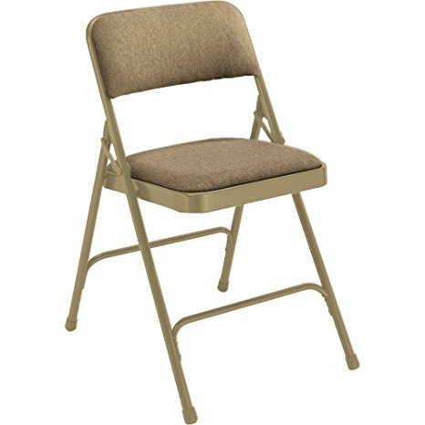 National Public Seating 2201 Series Steel Frame Upholstered Premium Fabric Seat and Back Folding Chair with Double Brace, 480 lbs Capacity, Cafe Beige/Beige (Carton of 4)